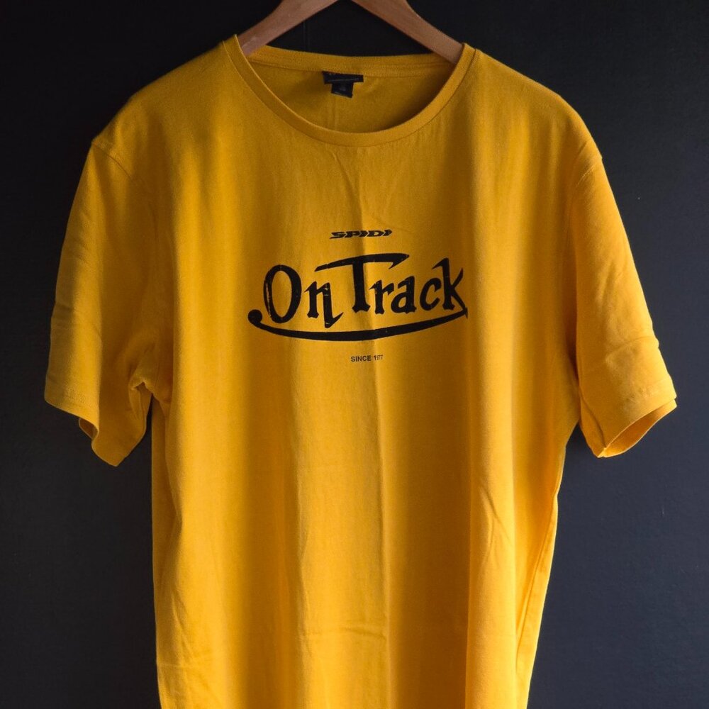 Official Spidi On Track men's XXL 2XL T-shirt yellow NWOT motorcycle motorsports